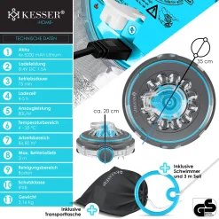 KESSER® Poolroboter Poolreiniger Akku Aqua-9000 Inkl. Transporttasche Pool Roboter Für Bis 80m² Pools, Li-Ion Akku Max. 75 Min, Kabellos Poolsauger Bodenreinigung Vollautomatisch Bodensauger, Farbe:Anthrazit 23 KESSER® Poolroboter Poolreiniger Akku Aqua-9000 Inkl. Transporttasche Pool Roboter Für Bis 80m² Pools, Li-Ion Akku Max. 75 Min, Kabellos Poolsauger Bodenreinigung Vollautomatisch Bodensauger, Farbe:Anthrazit -Garten- & Gewächshäuser Geschäft 83f3a9bc972ca9c99d1825741ffe6d26