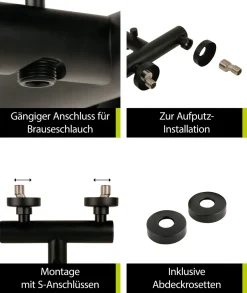'aquaSu® Wannenarmatur In Schwarz Lago 2.0 | Badewannenarmatur Mit Umsteller | Einhebelmischer Wanne Mit Stickgriff | Keramikkartusche Mit Wassersparfunktion | Messing | Brauseanschluss 1/2 | 78386 6 -Garten- & Gewächshäuser Geschäft 83fb2df878ee03b5d4895036b349e445