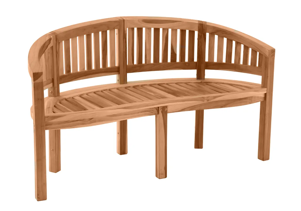 Möbilia Gartenbank 150 Cm | Bananenbank 3-Sitzer Aus Teak Holz | B 150 X T 61 X H 87 Cm | Natur | 11020015 | Serie GARTEN 1 Möbilia Gartenbank 150 Cm | Bananenbank 3-Sitzer Aus Teak Holz | B 150 X T 61 X H 87 Cm | Natur | 11020015 | Serie GARTEN