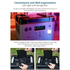 OUKITEL Tragbares Stromerzeuger P2001E, Solarspeicher Mit 2000Wh/51,2V LiFePO4 Akku Mit 2000W (4000W Peak) AC Ausgängen, Versorgt 13 Geräte Gleichzeitig, Solargenerator Mit Beleuchtung Für Outdoor Camping, Fernreisen, Heimgebrauch -Garten- & Gewächshäuser Geschäft 846a9edbbfe1aa16f3e911c8d412d2a2
