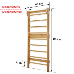 Physionics® Sprossenwand - Mit/ohne Klimmzugstange, Für Kinder /Erwachsene, 195x80x14cm, Holz - Kletterwand, Turnwand, Klettergerüst (mit Klimmzugstange) -Garten- & Gewächshäuser Geschäft 84ed2fc2223186afaf738ba5a4c3182c