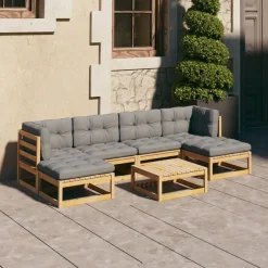 VidaXL 7-tlg. Garten-Lounge-Set Mit Kissen Kiefer Massivholz