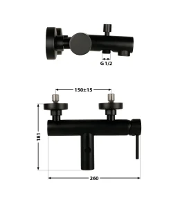 'aquaSu® Wannenarmatur In Schwarz Lago 2.0 | Badewannenarmatur Mit Umsteller | Einhebelmischer Wanne Mit Stickgriff | Keramikkartusche Mit Wassersparfunktion | Messing | Brauseanschluss 1/2 | 78386 6 -Garten- & Gewächshäuser Geschäft 8510899e4fdfd6c7f4cd045cbbbe38e3