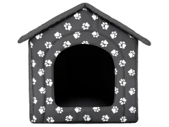 HobbyDog Hundehütte Hundebett Tierbett Katzenbett - Standard - 60 X 60 X 55 Cm [Größe: R4] - Grau Mit Pfoten
