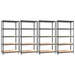 VidaXL Regale Mit 5 Böden 4 Stk. Anthrazit Stahl & Holzwerkstoff