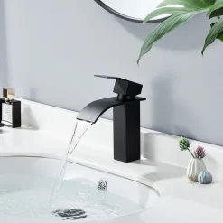 Aihom Homelody Schwarz Wasserfall Wasserhahn Bad Einhandmischer Waschtischarmaturen, Einhebelmischer Aus Messing Wasserhahn Waschbecken Für Badezimmer -Garten- & Gewächshäuser Geschäft 85321011acb9337e9682d370d1d2aa93