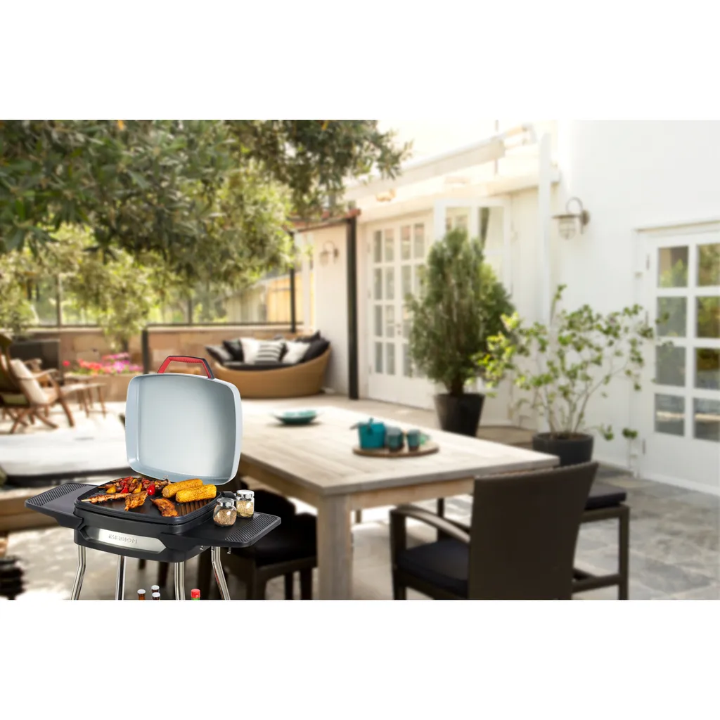 MEDION Elektrogrill (Standgrill, Tischgrill, Grillwagen, Für Balkon Garten Camping, Mit Deckel, 2 Seitentische, 2000 Watt, Antihaftbeschichtung, Rollen, Fettauffangschale, MD10864) 4 MEDION Elektrogrill (Standgrill, Tischgrill, Grillwagen, Für Balkon Garten Camping, Mit Deckel, 2 Seitentische, 2000 Watt, Antihaftbeschichtung, Rollen, Fettauffangschale, MD10864) – Bild 4