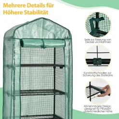 COSTWAY Mini Gewächshaus Mit 4 Etagen, Foliengewächshaus Winterfest, PVC Gewächshausabdeckung, Anzuchthaus Mit Reißverschluss, Gartenhaus Für Garten Balkon Outdoor (70x49x159cm, Grün) -Garten- & Gewächshäuser Geschäft 859816118e9e3b67fdd8e03b6f90adef