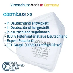 Univent Medical GmbH Atemious X5 Komfort Vlies FFP2 Atemschutzmaske Germany Mit Deutschem Zertifikat CE0757, Menge:10 Stck, Verpackung:einzeln Verpackt 21 Univent Medical GmbH Atemious X5 Komfort Vlies FFP2 Atemschutzmaske Germany Mit Deutschem Zertifikat CE0757, Menge:10 Stck, Verpackung:einzeln Verpackt -Garten- & Gewächshäuser Geschäft 85b0d678a6ce33230d0cf0fb0336089a