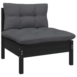 VidaXL 4-tlg. Garten-Lounge-Set Mit Kissen Schwarz Kiefernholz -Garten- & Gewächshäuser Geschäft 85cad615afdc1ace4e251479c3d51e13