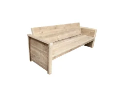 Wood4You Gartenbank Holz "Vlieland" - Wetterfest Massivholz Rustikal - Holzbank Sitzbank Balkonmöbel Terassenmöbel Ohne Kissen - DIY Baumbank Mit Lehne - Gerüstholz