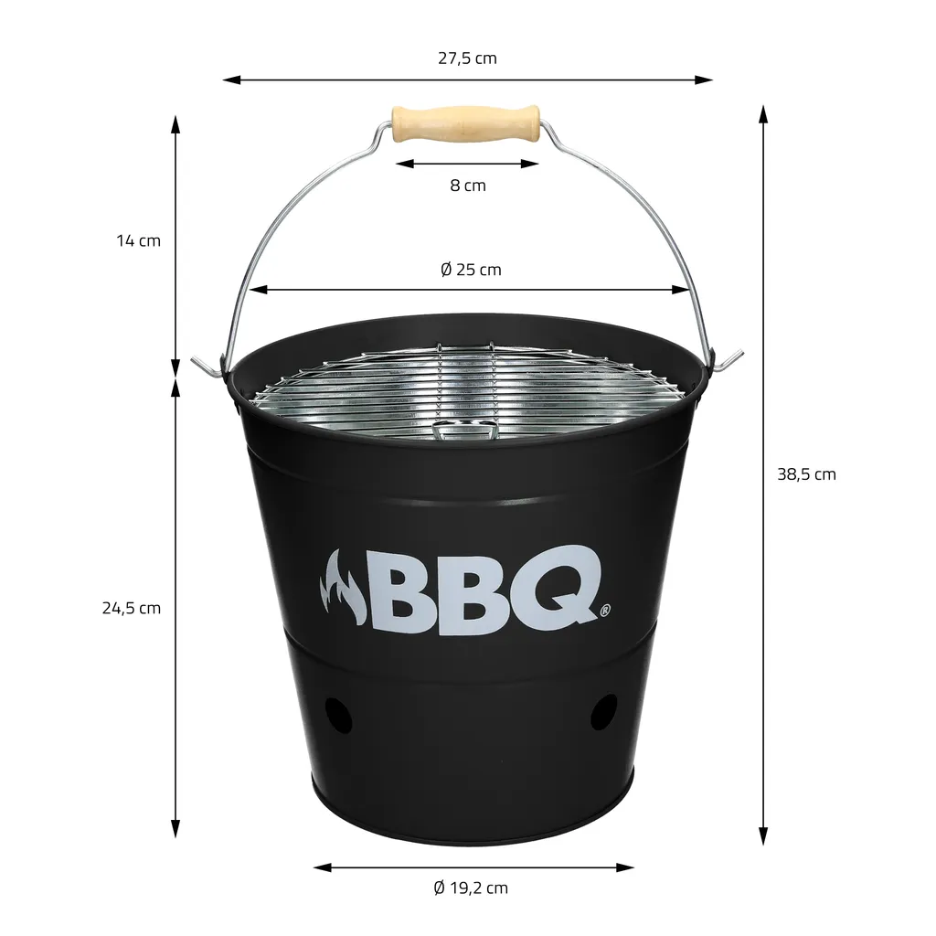 ECD Germany Grilleimer Ø 25cm Mit Grillrost Und Tragegriff, Eimergrill Aus Edelstahl In Matt Schwarz, Minigrill Mit Belüftung, Campinggrill Holzkohlegrill BBQ Grill Picknickgrill Grillkübel Feuerkübel 6 ECD Germany Grilleimer Ø 25cm Mit Grillrost Und Tragegriff, Eimergrill Aus Edelstahl In Matt Schwarz, Minigrill Mit Belüftung, Campinggrill Holzkohlegrill BBQ Grill Picknickgrill Grillkübel Feuerkübel – Bild 6