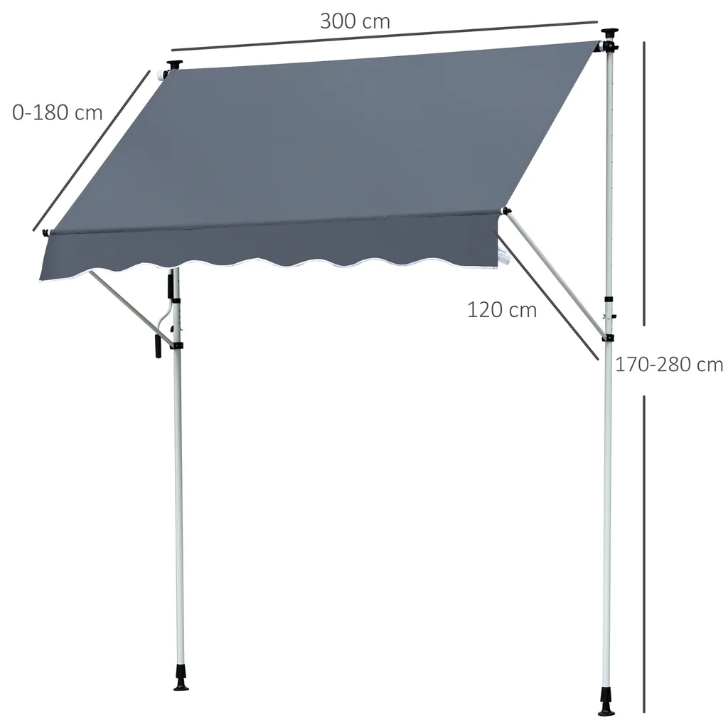 Outsunny Markise Klemmmarkise Sonnenschutz Faltarm Handkurbel Balkon Alu Cremeweiß 3x1,2cm 4 Outsunny Markise Klemmmarkise Sonnenschutz Faltarm Handkurbel Balkon Alu Cremeweiß 3x1,2cm – Bild 4