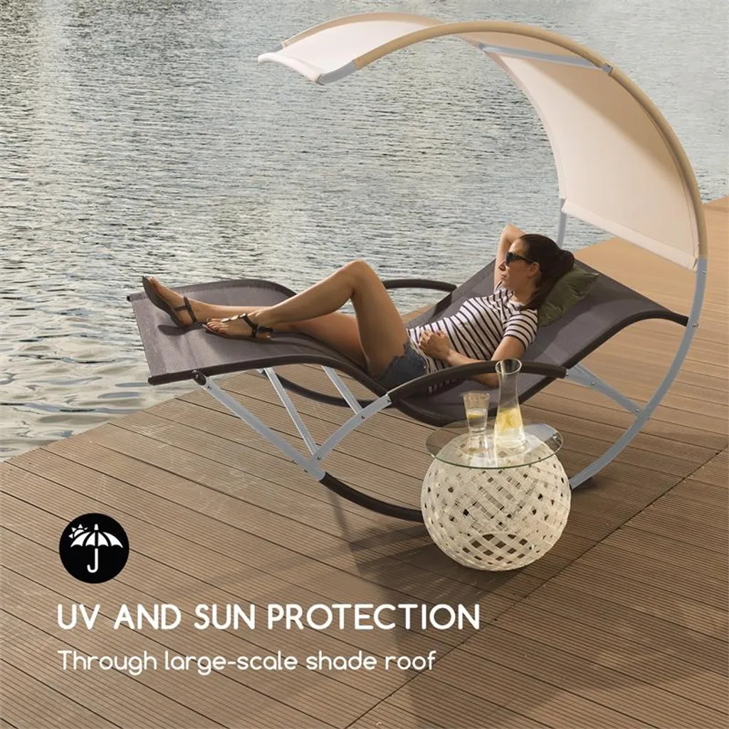 Blumfeldt The Big Easy Ergonomische Schaukelliege - Schwingliege , Gartenliege , Liegefläche Für 2 Personen , Wasserdichtes, Abnehmbares Dach , Stahl-Rahmen , Drinnen/Draußen , Wetterfest , Silber 2 Blumfeldt The Big Easy Ergonomische Schaukelliege - Schwingliege , Gartenliege , Liegefläche Für 2 Personen , Wasserdichtes, Abnehmbares Dach , Stahl-Rahmen , Drinnen/Draußen , Wetterfest , Silber – Bild 2