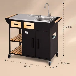 Klarstein Küchenwagen Mit Arbeitsplatte, Outdoor-Küchenwagen Auf Rollen, Mobiler Servierwagen, Küchenwagen Mit Holz Schubladen, Kücheninsel Freistehend Mit Edelstahl-Spülbecken Und Abfalleimer 15 Klarstein Küchenwagen Mit Arbeitsplatte, Outdoor-Küchenwagen Auf Rollen, Mobiler Servierwagen, Küchenwagen Mit Holz Schubladen, Kücheninsel Freistehend Mit Edelstahl-Spülbecken Und Abfalleimer -Garten- & Gewächshäuser Geschäft 869cae62d374212a4a851ae787f074a3