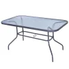 Outsunny Gartentisch Bistrotisch Balkontisch Garten Beistelltisch Bistrotisch Gartenmöbel Mit Glasplatte Schirmloch Hartglas + Metall Carbongrau 140 X 80 X 70 Cm