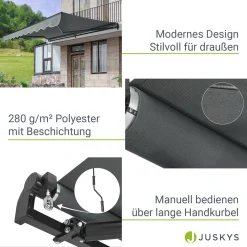 Juskys Markise 350 X 300 Cm - Beschattung Terrasse & Balkon - Gelenkarmmarkise Mit Kurbel & Halterung - Sonnenschutz Balkonmarkise Gelenkmarkise Grau -Garten- & Gewächshäuser Geschäft 86d1bf8e56c9f9a95736fab1696bdf06
