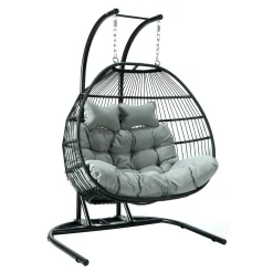 Endorphin® Hängesessel Twin | Für Zwei Personen | Inklusive Gestell Und Auflage-Polster | Sessel Für Garten, Balkon, Terrasse, Wintergarten | Hängekorb | Design-Stuhl Für Drinnen & Outdoor | XXL
