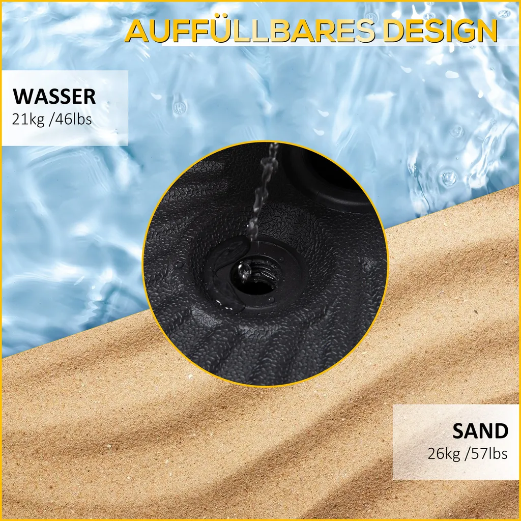 Outsunny Sonnenschirmständer 22 Kg Schirmständer Für Sonnenschirm Schirmstangen 38 Mm Sonnenschirmfuß Für Garten Terrasse Balkon Zement Schwarz Ø51 X 30H Cm 5 Outsunny Sonnenschirmständer 22 Kg Schirmständer Für Sonnenschirm Schirmstangen 38 Mm Sonnenschirmfuß Für Garten Terrasse Balkon Zement Schwarz Ø51 X 30H Cm – Bild 5