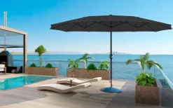 KESSER® Sonnenschirm Doppelsonnenschirm Inkl. Abdeckung + Windsicherung | Gartenschirm | Marktschirm | Terrassenschirm Mit Handkurbel | Oval | Aluminium | UV-beständig | Wasserabweisend, Farbe:Anthrazit -Garten- & Gewächshäuser Geschäft 8703c3c0161f7f385043935a3f428c57