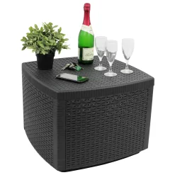 Multistore 2002 Beistelltisch Kunststoff Naxos Rattan-Optik 53x53cm - Anthrazit