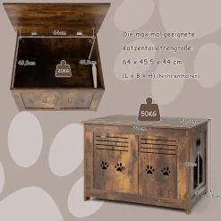 COSTWAY Katzenschrank Katzentoilette Klappbar, Katzenhöhle Mit Seitlichem Eingang, Verstecktes Katzenhaus Vintage, Für Katzen & Haustier -Garten- & Gewächshäuser Geschäft 8737028c7a2b3580153e8d6b7d91341a