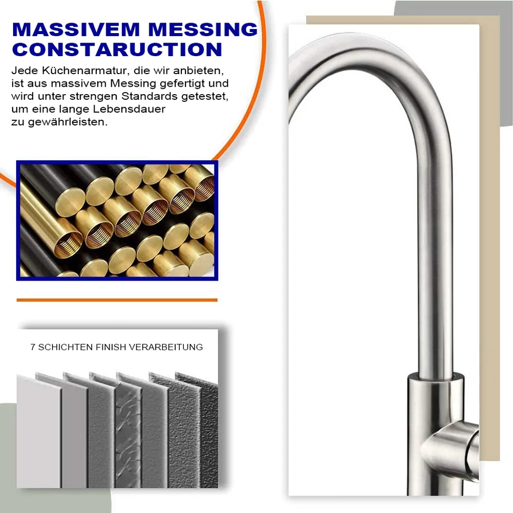 PMS Wasserhahn Küche Mit 2 Strahlarten Küchenarmatur Ausziehbar Spültischarmatur Mischbatterie Armatur 7 PMS Wasserhahn Küche Mit 2 Strahlarten Küchenarmatur Ausziehbar Spültischarmatur Mischbatterie Armatur – Bild 7