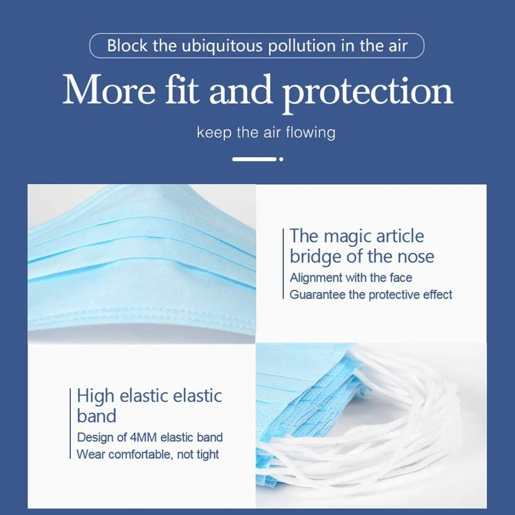 XTDWIN®50 Stück Blau Schutzmasken, Hygienische Antibakterielle Masken, Dreischichtige Staubschutzmasken, Unabhängige Maske Filterbaumwollmasken Mask 3 XTDWIN®50 Stück Blau Schutzmasken, Hygienische Antibakterielle Masken, Dreischichtige Staubschutzmasken, Unabhängige Maske Filterbaumwollmasken Mask – Bild 3