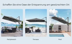 SONGMICS Sonnenschirm 290 X 290 Cm, UV-Schutz UPF 50+, Um 360° Drehbar, Mit Ständer, Befestigungsgurten Und Abdeckung, Rauchgrau GPU039G01 -Garten- & Gewächshäuser Geschäft 8778f9f4fe86f9848a9373f5e0c5a8da