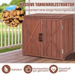 COSTWAY Gartenschrank Holz, Lagerschrank Garten, Holzschrank Mit Doppeltüren Und Griffen, Geräteschrank Gerätehaus Geräteschuppen, Schuppen Schrank, Werkzeugschrank Braun, 77 X 56 X 72 Cm -Garten- & Gewächshäuser Geschäft 879da29f356c1d8dde2224a42fcbf887