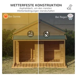 Pawhut Hundehütte Aus Massivholz Isoliertes Hundehaus Mit 2 Räume Asphaltdach Outdoor Hütte Mit Terrasse Gelb+Grün 127 X 110 X 109 Cm -Garten- & Gewächshäuser Geschäft 87a421bc6dacb7060228a2ea1c55f3f2