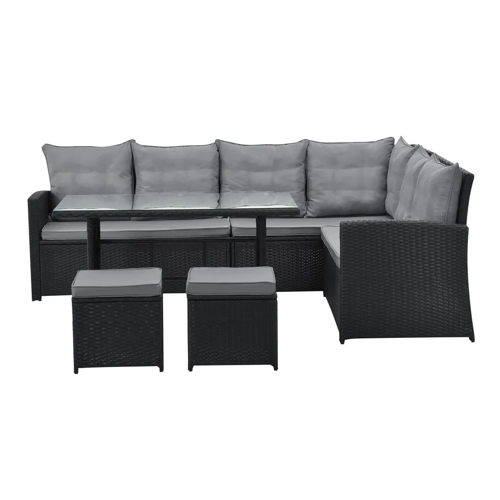 SVITA Monroe Garten-Lounge Set Polyrattan Lounge-Möbel Sitzgruppe Garten Schwarz 2 SVITA Monroe Garten-Lounge Set Polyrattan Lounge-Möbel Sitzgruppe Garten Schwarz – Bild 2