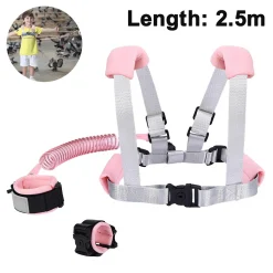 Mmgoqqt Kleinkind-Leine Zum Spazierengehen, Baby-Leine Für Kleinkinder Und Jungen, 4-in-1, Kindergeschirr Mit Leine, Kindersicherungs-Leine, Anti-Verlust-Handgelenk-Link ,Pink,2.5m