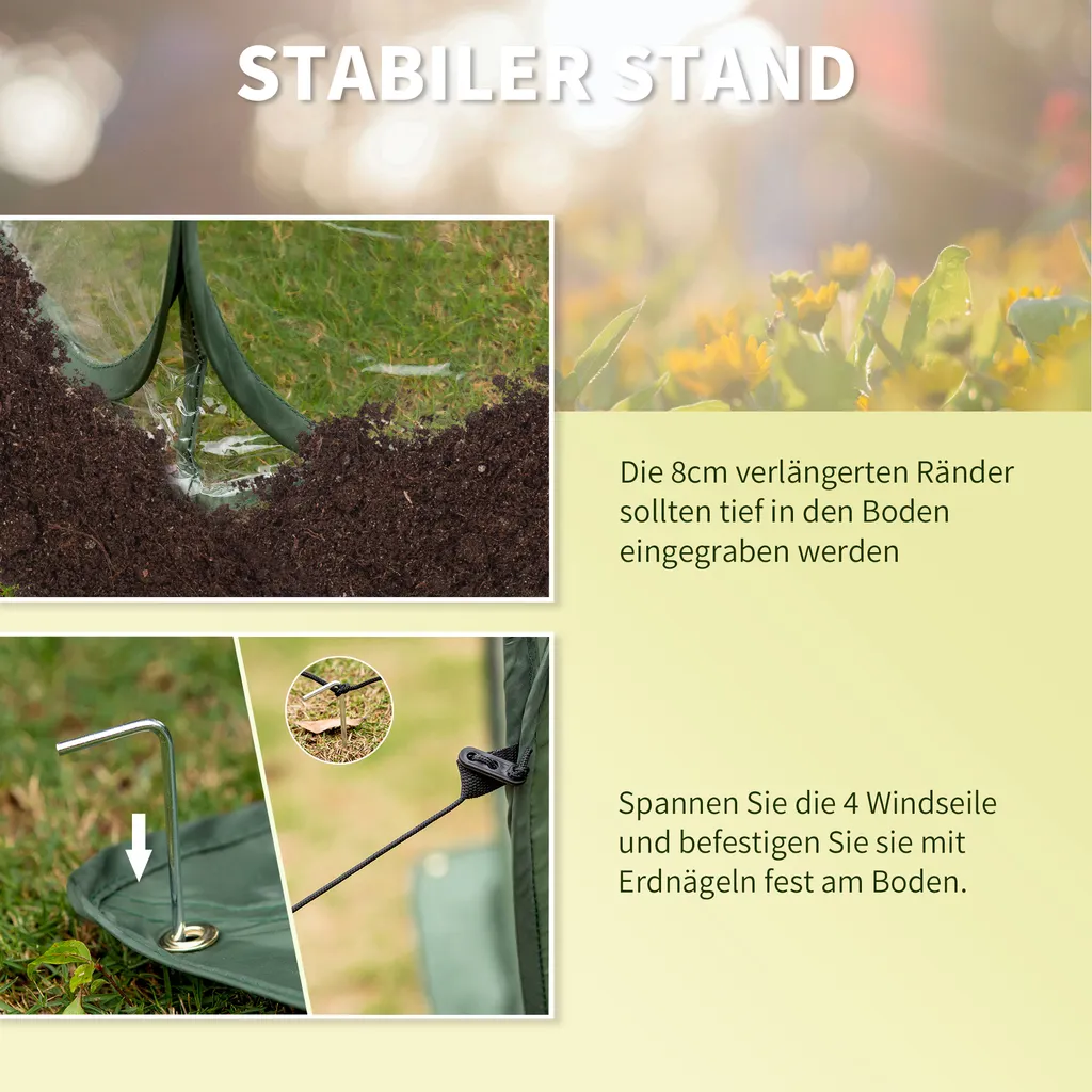 Outsunny Pop-Up Gewächshaus Mit 4 Reißverschlusstüren Treibhaus Tomatenhaus Frühbeet Stahl PVC Transparent 250 X 125 X 135 Cm 8 Outsunny Pop-Up Gewächshaus Mit 4 Reißverschlusstüren Treibhaus Tomatenhaus Frühbeet Stahl PVC Transparent 250 X 125 X 135 Cm – Bild 8