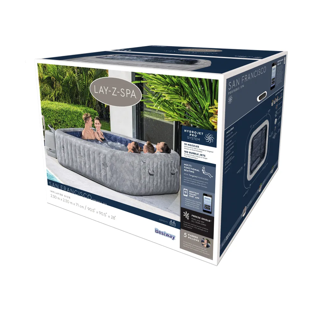 Bestway® LAY-Z-SPA® WLAN-Whirlpool San Francisco HydroJet Pro™ Ø 230 X 230 X 71 Cm, Eckig 4 Bestway® LAY-Z-SPA® WLAN-Whirlpool San Francisco HydroJet Pro™ Ø 230 X 230 X 71 Cm, Eckig – Bild 4