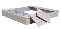 Roba Sandkasten Outdoor+ Mit 2 Spielwannen, Holzsandkasten Aus Wetterfestem Massivholz, Grau Lasiert
