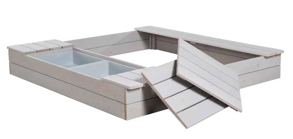 Roba Sandkasten Outdoor+ Mit 2 Spielwannen, Holzsandkasten Aus Wetterfestem Massivholz, Grau Lasiert 1 Roba Sandkasten Outdoor+ Mit 2 Spielwannen, Holzsandkasten Aus Wetterfestem Massivholz, Grau Lasiert
