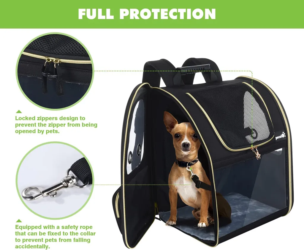 Pecute Hundetransportboxen Haustier Rucksack Hunderucksack Bis 5kg,mit Transparentes Fenster Schwarz,Erweiterbar Faltbar, Für Hunde Katzen Haustiere(34 * 27 * 42cm) 8 Pecute Hundetransportboxen Haustier Rucksack Hunderucksack Bis 5kg,mit Transparentes Fenster Schwarz,Erweiterbar Faltbar, Für Hunde Katzen Haustiere(34 * 27 * 42cm) – Bild 8