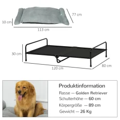 Pawhut Erhöhtes Hundebett Hundeliege Haustierbett Schlafplatz Hundesofa Hundebett Mit Kissen Im Innen- Und Außenbereich Netzstoff Schwarz+Hellgrau 120 X 80 X 30 Cm -Garten- & Gewächshäuser Geschäft 8872e4b2626a280bb41691ec172e2cb9