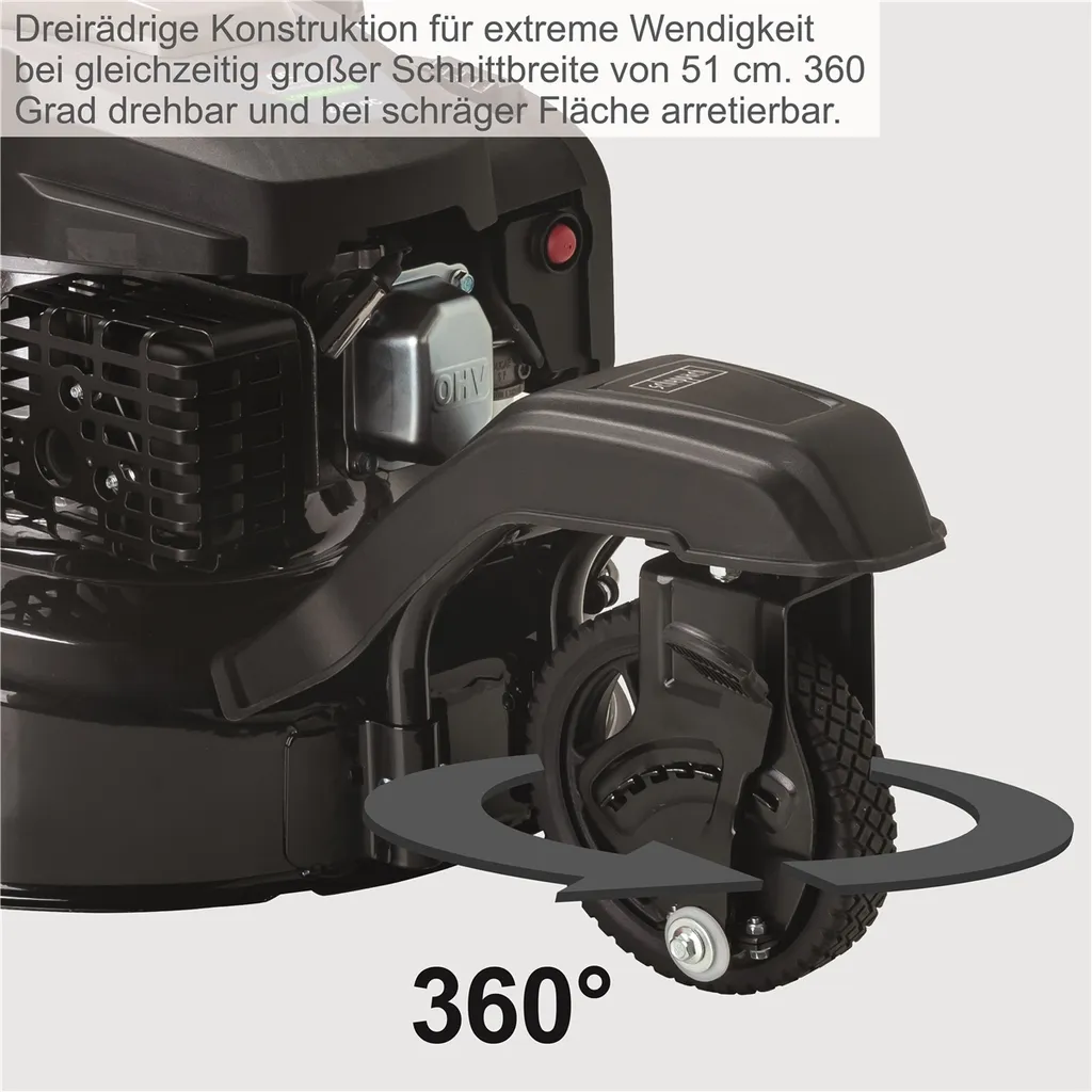 Scheppach MS197-51B Black Benzin Rasenmäher Trike Mit Radantrieb | 5,2PS | 4-Takt Motor 200ccm | 51cm Schnittbreite | 65L Fangkorb | Stahlgehäuse | 7-Fach Schnitthöhenverstellung 25-75mm 2 Scheppach MS197-51B Black Benzin Rasenmäher Trike Mit Radantrieb | 5,2PS | 4-Takt Motor 200ccm | 51cm Schnittbreite | 65L Fangkorb | Stahlgehäuse | 7-Fach Schnitthöhenverstellung 25-75mm – Bild 2