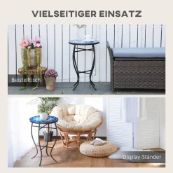 HOMCOM Outsunny Ø35,5 Cm Beistelltisch Gartentisch Wetterfest Mosaik Eisen Blau+Weiß 12 HOMCOM Outsunny Ø35,5 Cm Beistelltisch Gartentisch Wetterfest Mosaik Eisen Blau+Weiß -Garten- & Gewächshäuser Geschäft 8925d5d8d24bcf067456f3d81660aec7