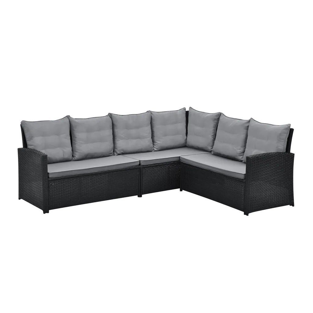 SVITA Monroe Garten-Lounge Set Polyrattan Lounge-Möbel Sitzgruppe Garten Schwarz 5 SVITA Monroe Garten-Lounge Set Polyrattan Lounge-Möbel Sitzgruppe Garten Schwarz – Bild 5