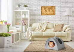 SILUK Filz Katzenhöhle Spielzeug – Faltbare Kuschelhöhle Für Katzen Zum Schlafen, Verstecken, Toben Und Kratzen (L) -Garten- & Gewächshäuser Geschäft 8975032692fadd5411bd706d2c5d5cf1