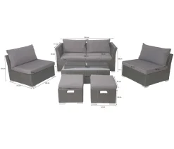 Mendler Poly-Rattan Garnitur HWC-J36, Balkon-/Garten-/Lounge-Set Sitzgruppe Sofa Anthrazit, Kissen Dunkelgrau -Garten- & Gewächshäuser Geschäft 89827d59d84446bc54f32c040ea5b918