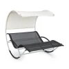 Blumfeldt The Big Easy Ergonomische Schaukelliege - Schwingliege , Gartenliege , Liegefläche Für 2 Personen , Wasserdichtes, Abnehmbares Dach , Stahl-Rahmen , Drinnen/Draußen , Wetterfest , Silber
