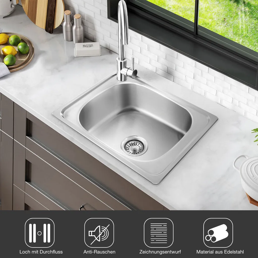 Midori © MIDORI® Edelstahl Spüle Küchenspüle Einbauspüle Spülbecken 40x50cm 1 Midori © MIDORI® Edelstahl Spüle Küchenspüle Einbauspüle Spülbecken 40x50cm