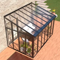 Juskys Wintergarten 12,5 M² - Mit Kristallklaren Wänden, Doppel-Schiebetüren & UV-Schutz – Wasserdicht & Winterfeste Überdachung Aus Aluminium - Grau -Garten- & Gewächshäuser Geschäft 89a11a281182dc3d75a21ef38aadc029