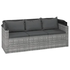 VidaXL 3-Sitzer-Gartensofa Mit Dach Und Fußhocker Grau Poly Rattan -Garten- & Gewächshäuser Geschäft 89a1ae1aa42f1c8b50068ce61956fb58