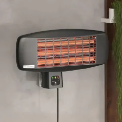 GGM Moebel International XAVIER | Wandheizstrahler | Schwarz | 2000W | 3 Heizstufen | Heizstrahler Wand, Infrarotstrahler Terrasse