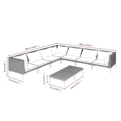 VidaXL 8-tlg. Garten-Lounge-Set Mit Auflagen Poly Rattan Dunkelgrau -Garten- & Gewächshäuser Geschäft 89cc01fd0fd12b3504b58545058d9495